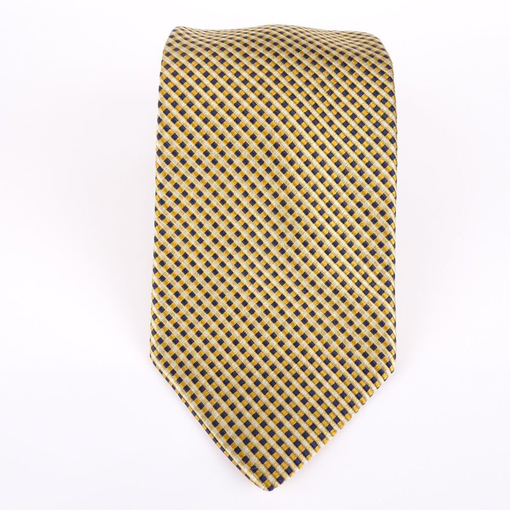 Brooks Basics 100% Silk Necktie - Blue Gold/Yellow